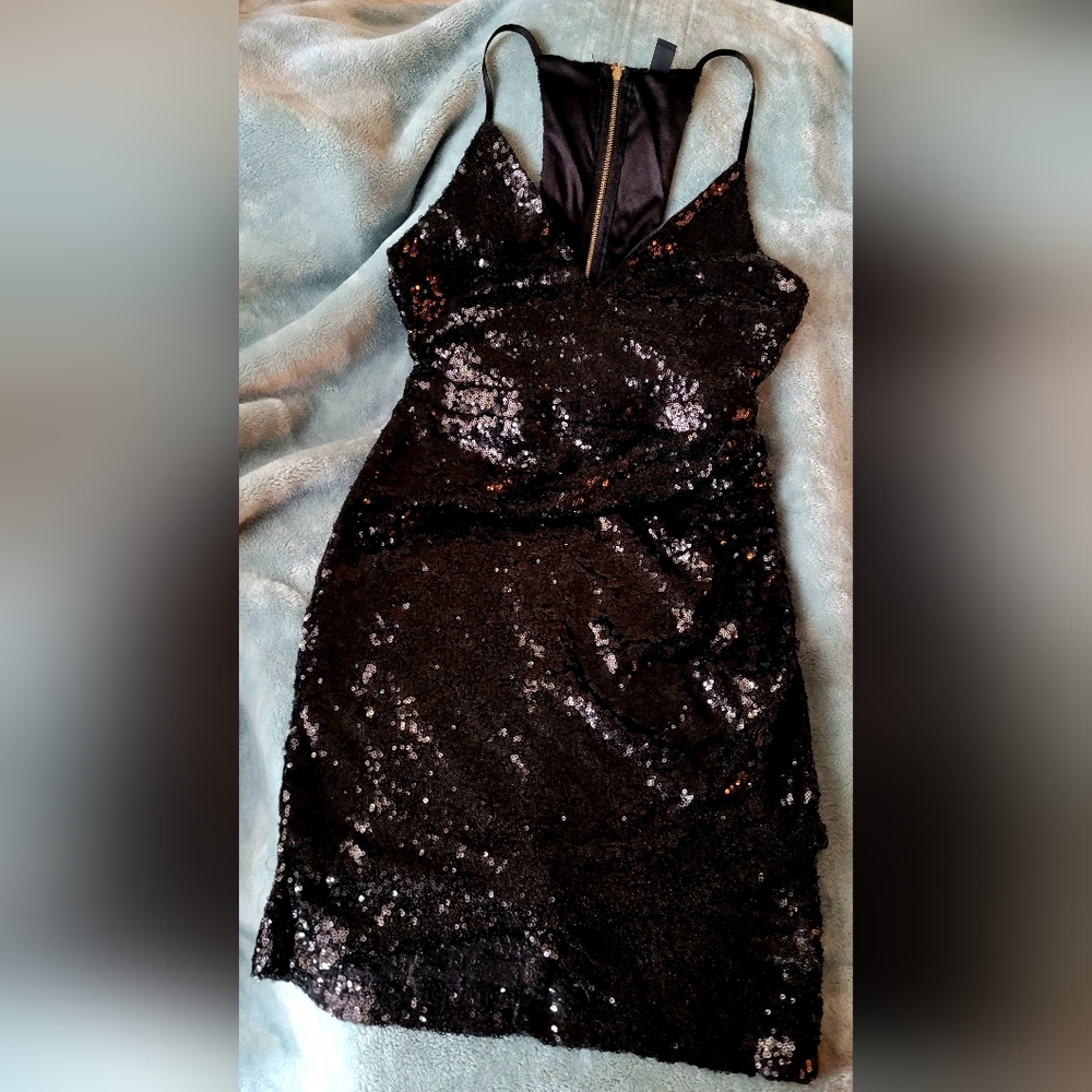 Black Sequin Windsor Cocktail Dress Size M